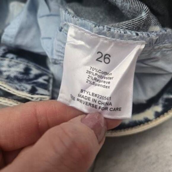 Pink Lily Acid Wash Bellbottom Jeans light blue flare vintage style size 26 2 - Picture 5 of 11